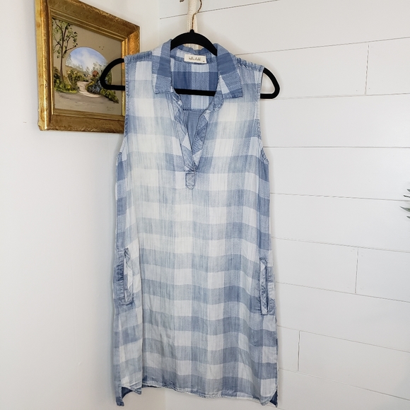 Bella Dahl Dresses & Skirts - Bella Dahl Chambray Plaid A-Line Sleeveless Dress Medium